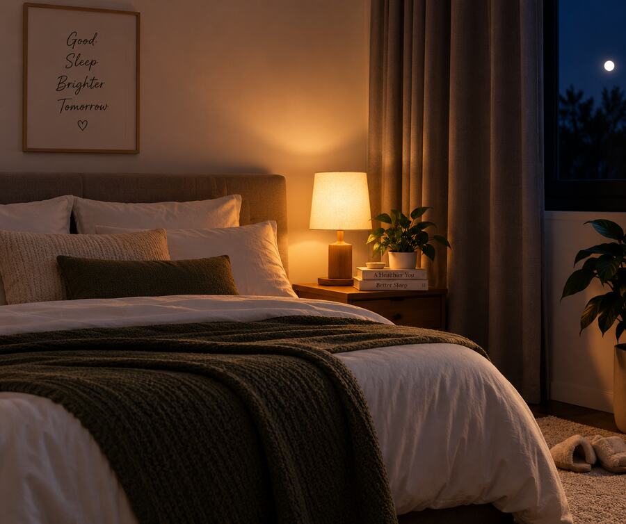 A dark, cool bedroom
