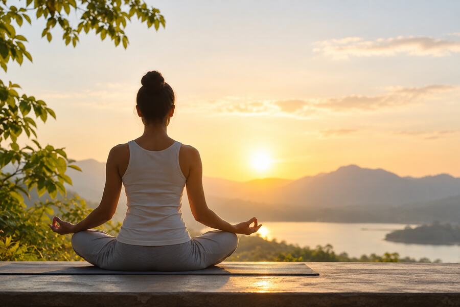 Seated meditation at sunrise
